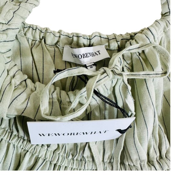 We Wore What Women's Size M Striped Babydoll Linen Babydoll Sage Tank To… - Picture 5 of 6